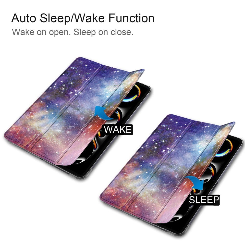EIDERWOOD iPad Pro 11" (2025 / 2024) Tri-Fold Kunstlæder Flip Cover m. Vågeblus Funktion - Galakse