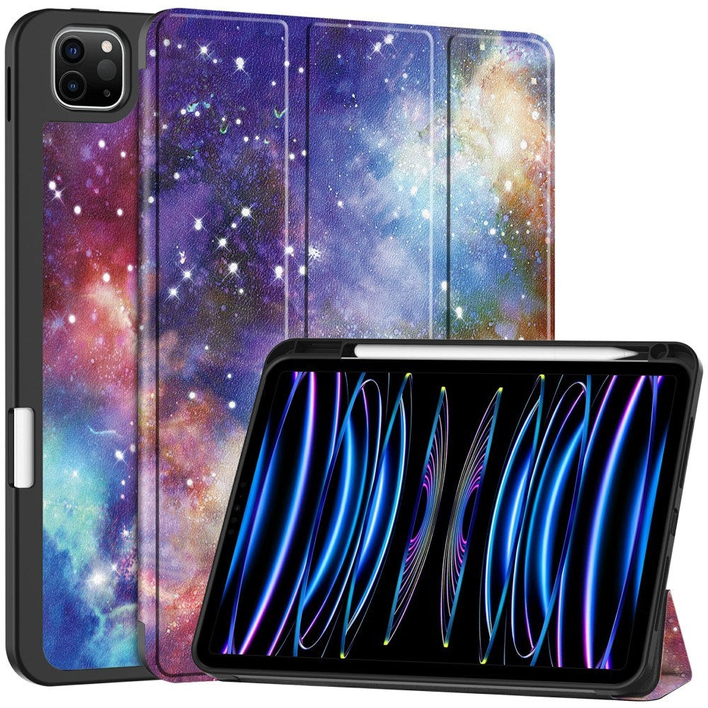EIDERWOOD iPad Pro 11" (2025 / 2024) Tri-Fold Kunstlæder Flip Cover m. Vågeblus Funktion - Galakse