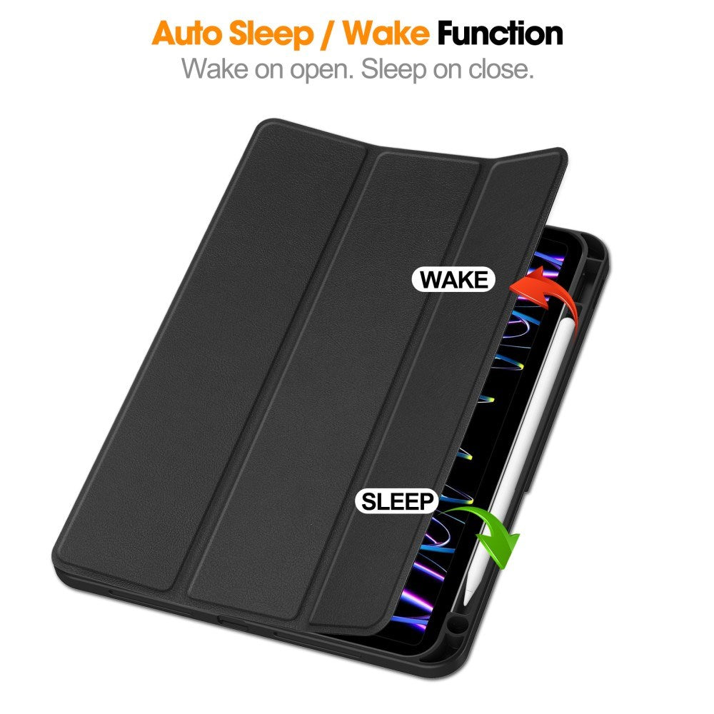 EIDERWOOD iPad Pro 11" (2025 / 2024) Tri-Fold Kunst Læder Flip Cover m. Apple Pencil Holder - Sort