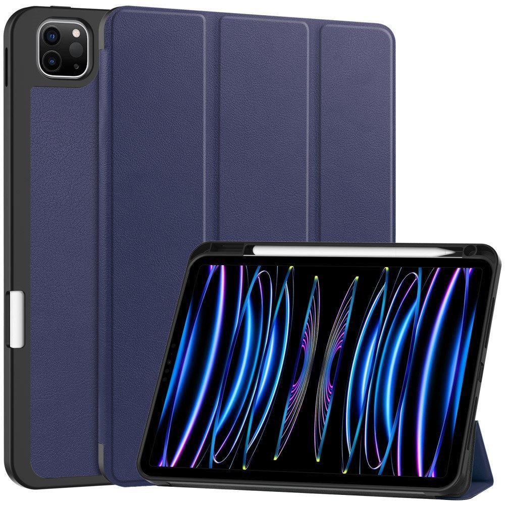 EIDERWOOD iPad Pro 11" (2025 / 2024) Tri-Fold Kunst Læder Flip Cover m. Apple Pencil Holder - Blå