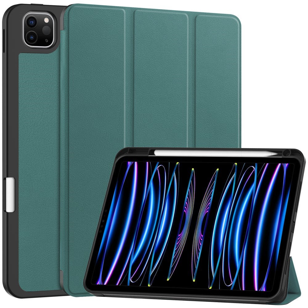 EIDERWOOD iPad Pro 11" (2025 / 2024) Tri-Fold Kunst Læder Flip Cover m. Apple Pencil Holder - Grøn