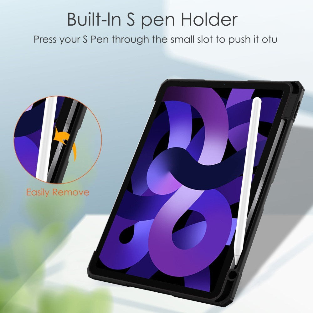 EIDERWOOD iPad Air 11" (2025 / 2024) Hybrid Flip Cover m. Pen Holder - Sort & Gennemsigtig