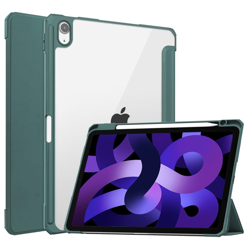 EIDERWOOD iPad Air 11" (2025 / 2024) Hybrid Flip Cover m. Pen Holder - Grøn & Gennemsigtig