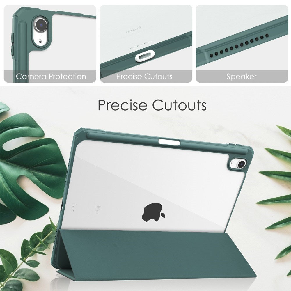 EIDERWOOD iPad Air 11" (2025 / 2024) Hybrid Flip Cover m. Pen Holder - Grøn & Gennemsigtig