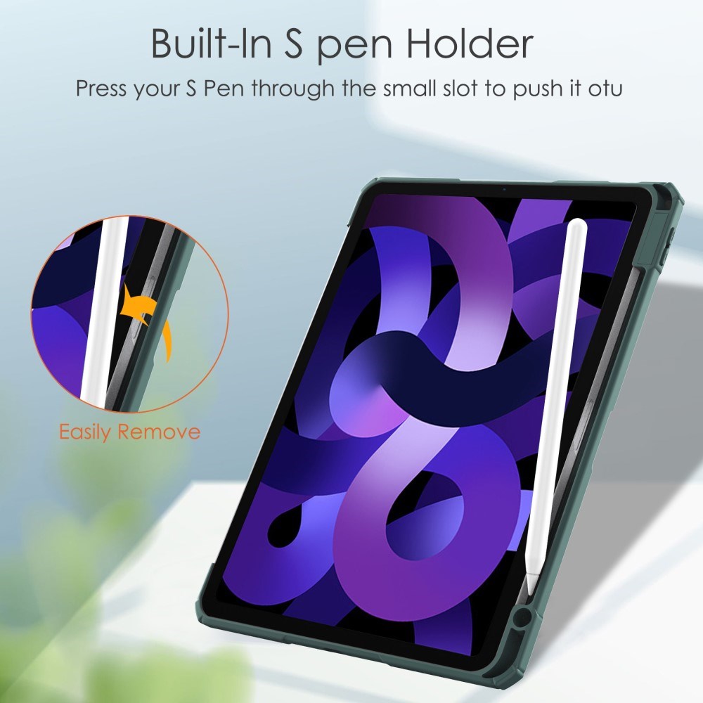 EIDERWOOD iPad Air 11" (2025 / 2024) Hybrid Flip Cover m. Pen Holder - Grøn & Gennemsigtig
