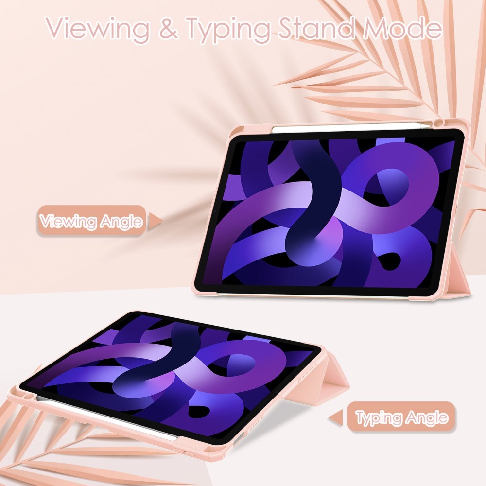 EIDERWOOD iPad Air 11" (2025 / 2024) Hybrid Flip Cover m. Pen Holder - Pink & Gennemsigtig