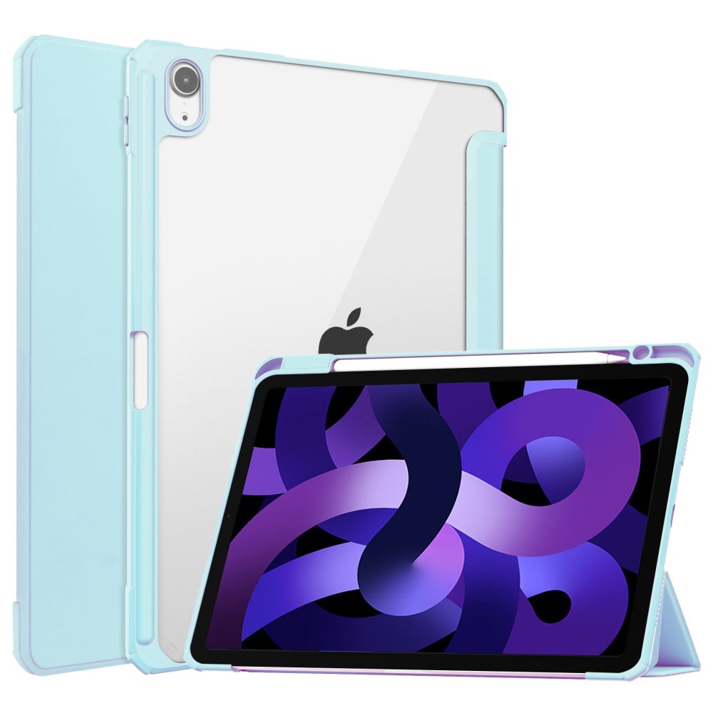 EIDERWOOD iPad Air 11" (2025 / 2024) Hybrid Flip Cover m. Pen Holder - Lyse Blå & Gennemsigtig