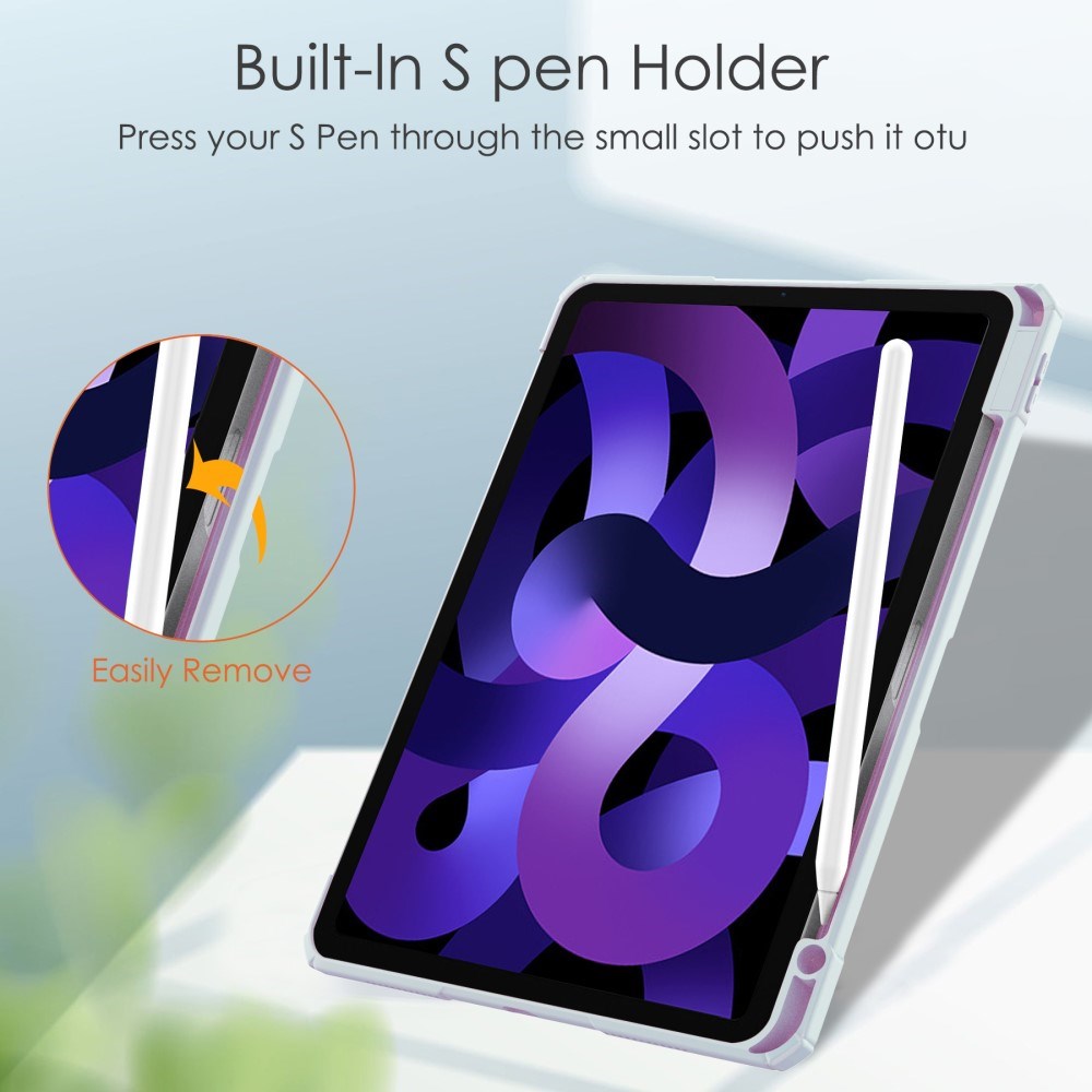 EIDERWOOD iPad Air 11" (2025 / 2024) Hybrid Flip Cover m. Pen Holder - Lyse Blå & Gennemsigtig