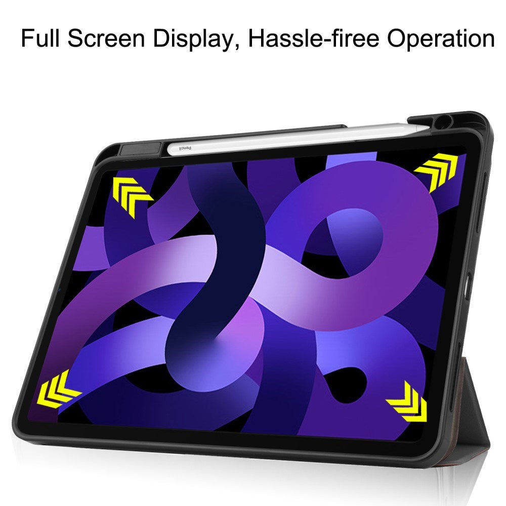 EIDERWOOD iPad Air 11" (2025 / 2024) Litchi Tri-Fold Læder Flip Cover m. Apple Pencil Holder - Grå