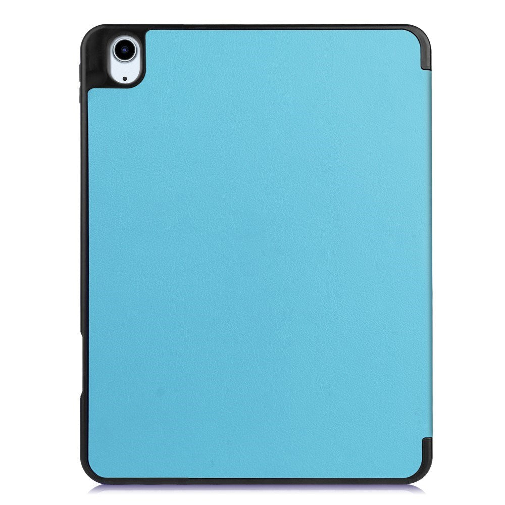 EIDERWOOD iPad Air 11" (2025 / 2024) Litchi Tri-Fold Læder Flip Cover m. Apple Pencil Holder - Lyseblå