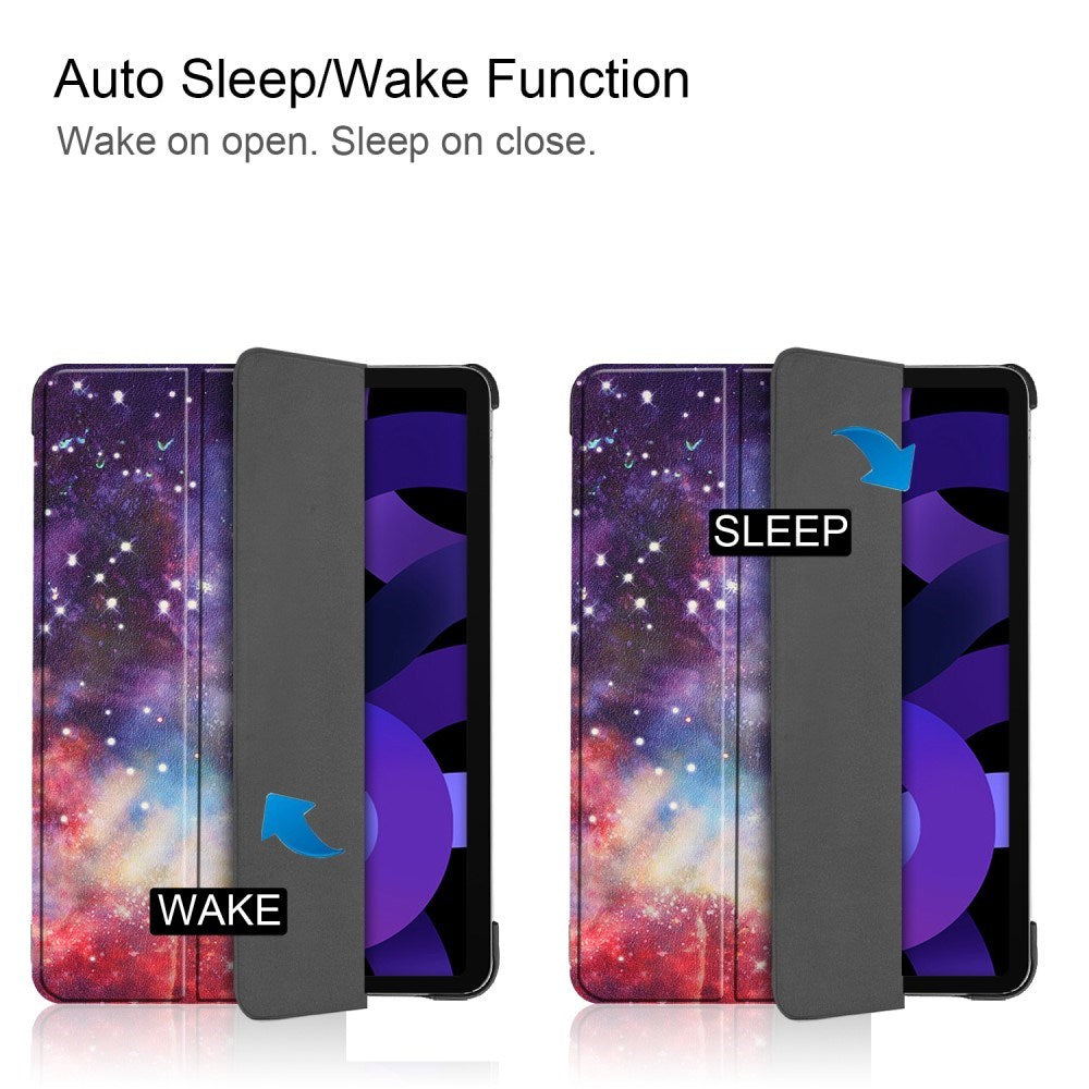 EIDERWOOD iPad Air 11" (2026 / 2025 / 2024) Tri-Fold Kunstlæder Flip Cover m. Vågeblus Funktion - Galakse