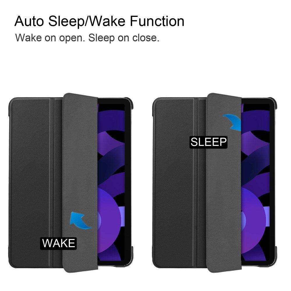 EIDERWOOD iPad Air 11" (2025 / 2024) Litchi Tri-Fold Læder Flip Cover - Sort