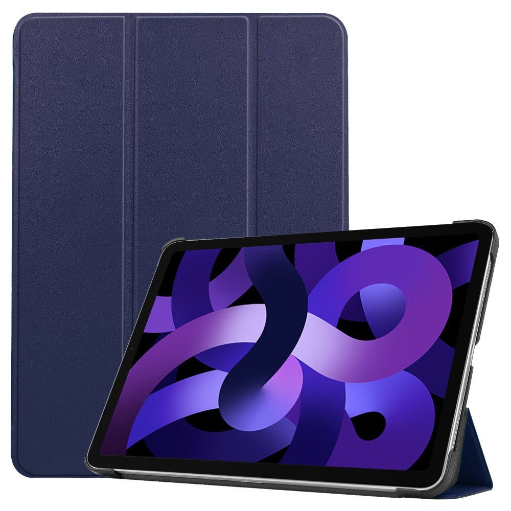 EIDERWOOD iPad Air 11" (2025 / 2024) Litchi Tri-Fold Læder Flip Cover - Blå