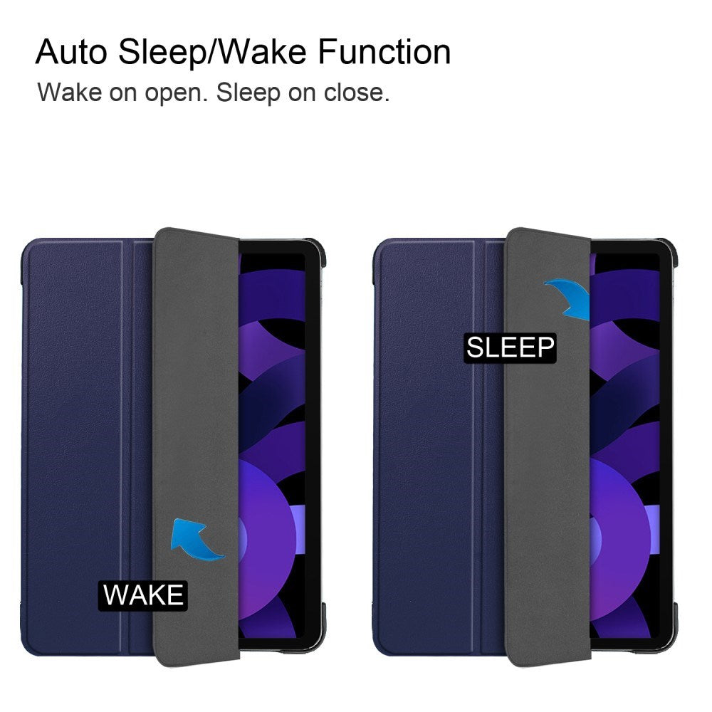 EIDERWOOD iPad Air 11" (2025 / 2024) Litchi Tri-Fold Læder Flip Cover - Blå