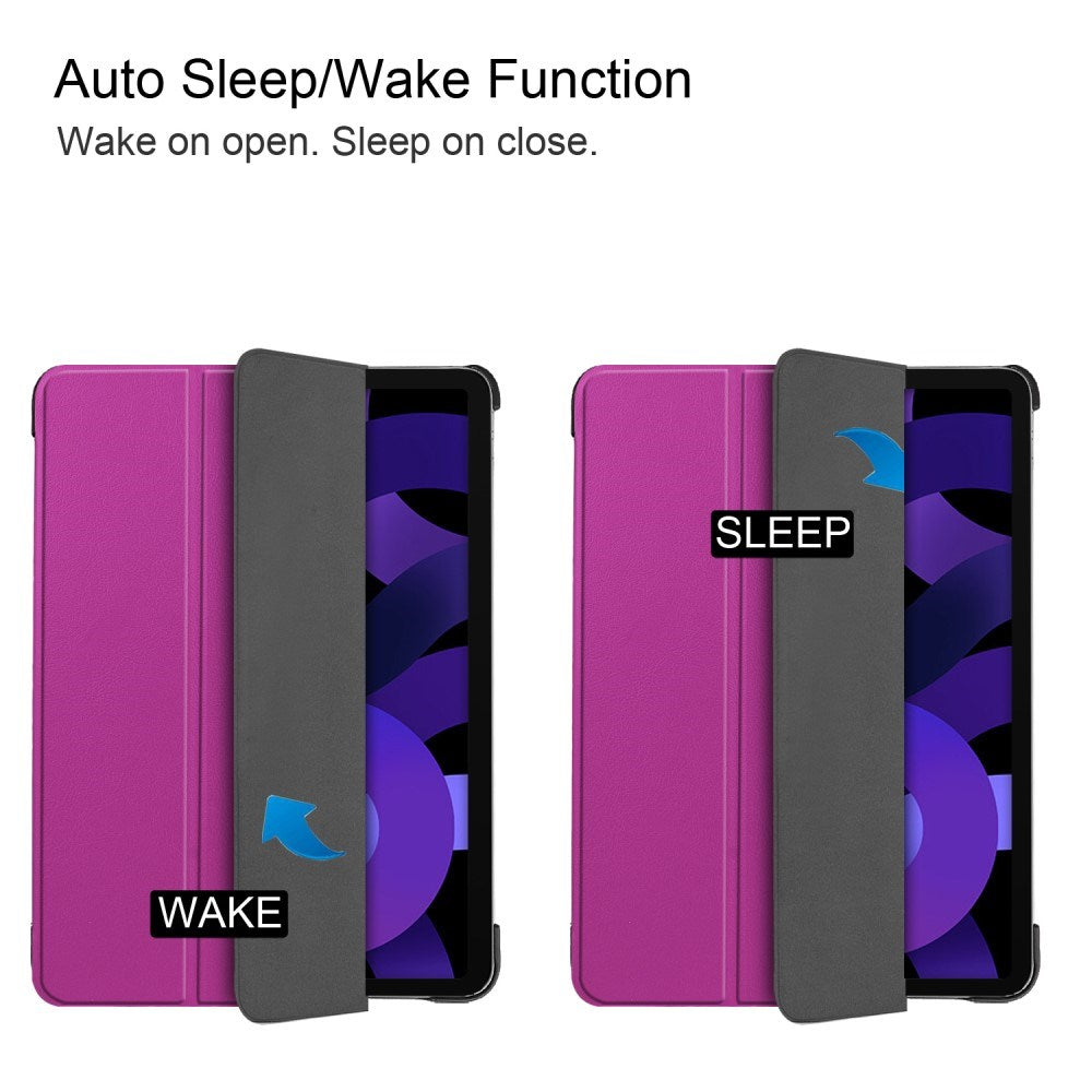 EIDERWOOD iPad Air 11" (2025 / 2024) Litchi Tri-Fold Læder Flip Cover - Lilla