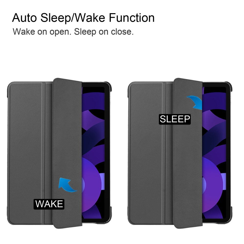 EIDERWOOD iPad Air 11" (2025 / 2024) Litchi Tri-Fold Læder Flip Cover - Grå