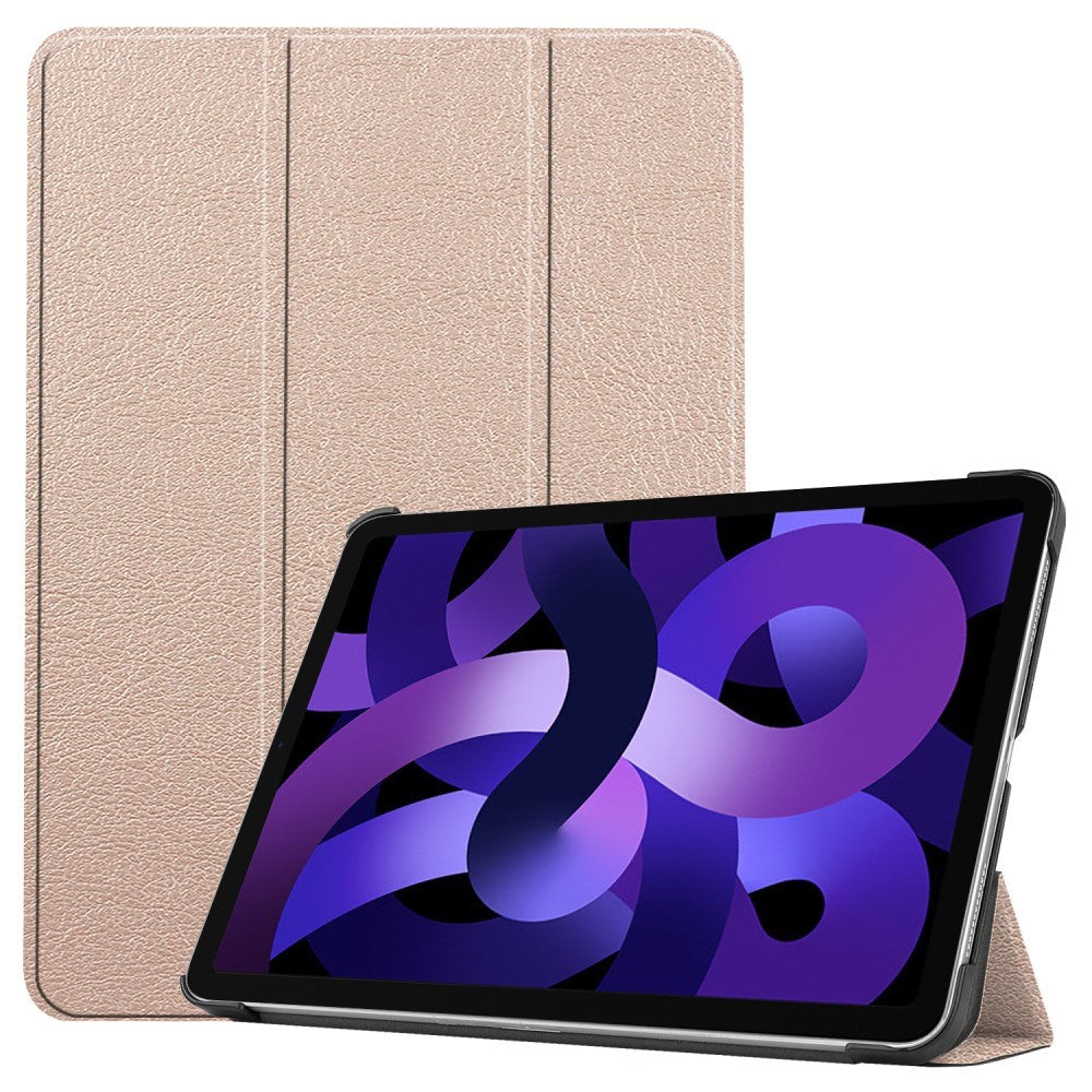 EIDERWOOD iPad Air 11" (2025 / 2024) Litchi Tri-Fold Læder Flip Cover - Guld