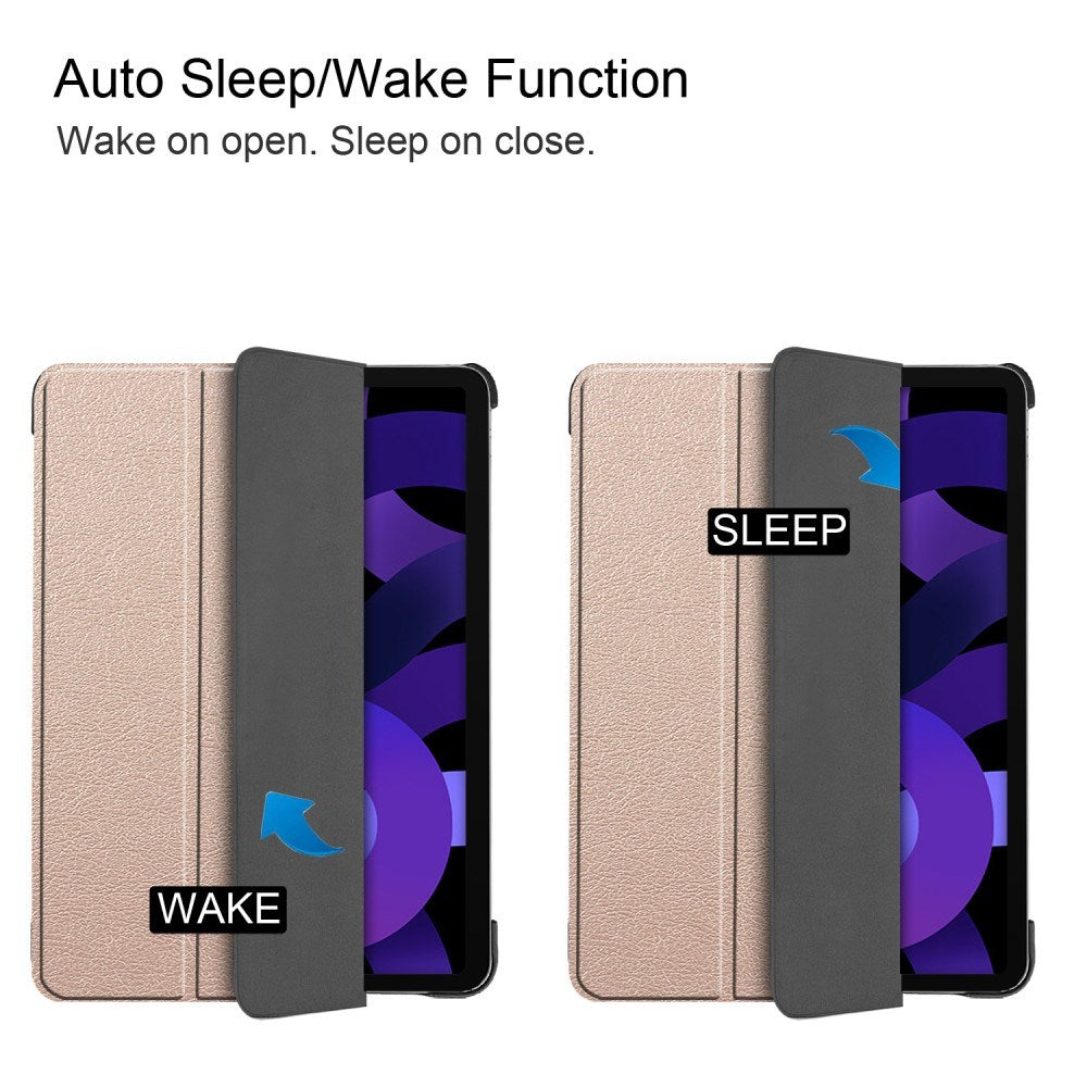 EIDERWOOD iPad Air 11" (2025 / 2024) Litchi Tri-Fold Læder Flip Cover - Guld
