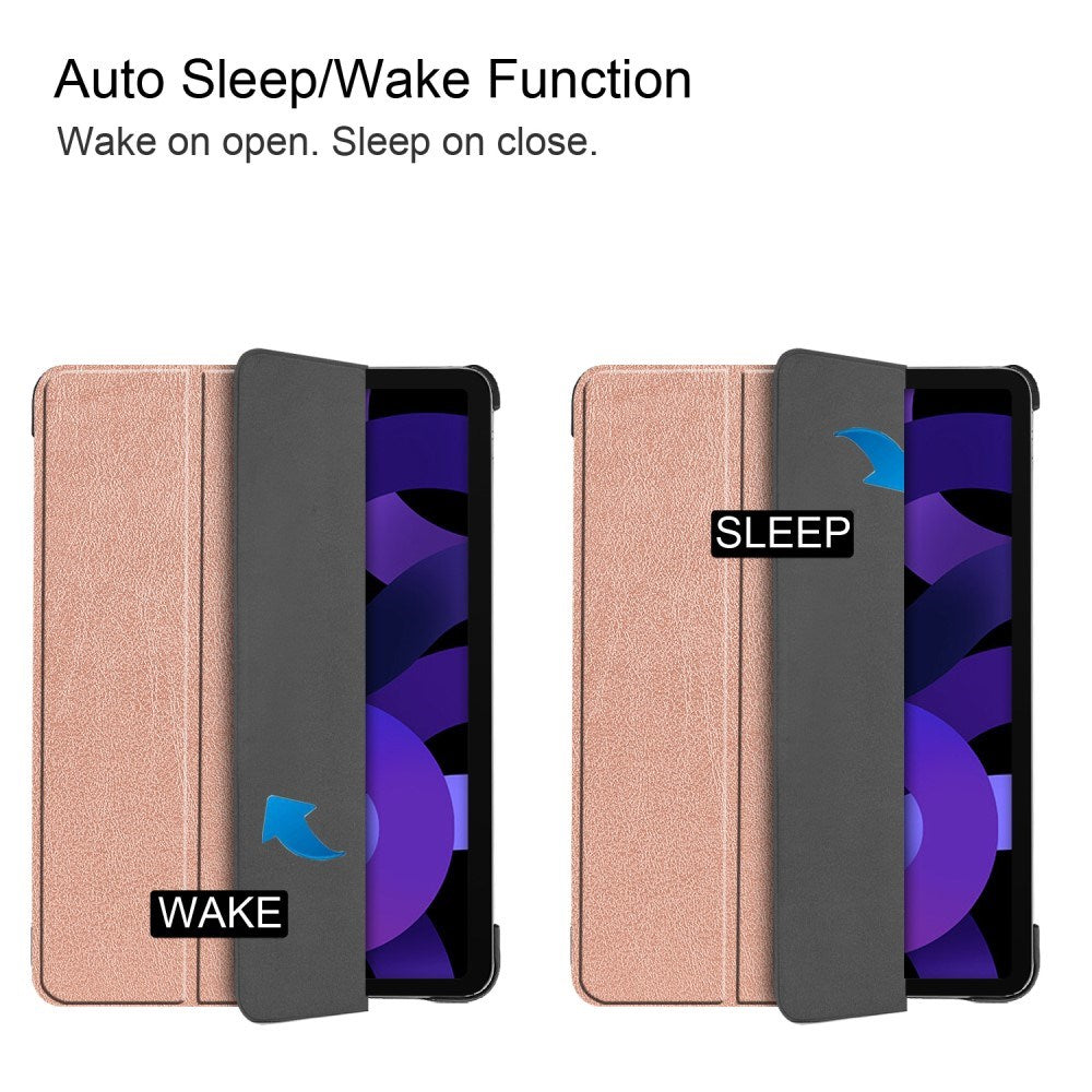 EIDERWOOD iPad Air 11" (2025 / 2024) Litchi Tri-Fold Læder Flip Cover - Rose Gold