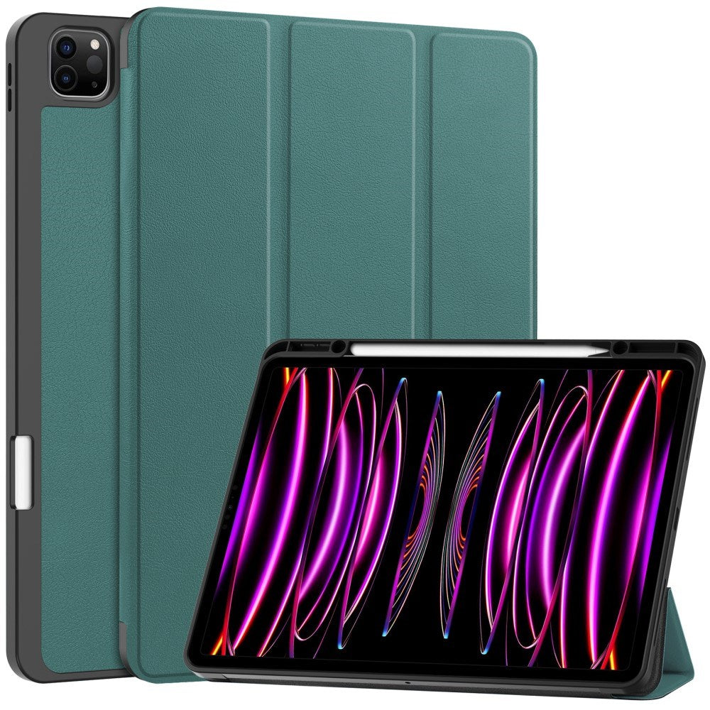 EIDERWOOD iPad Air 13" (2025 / 2024) Tri-Fold Kunst Læder Flip Cover m. Apple Pencil Holder - Grøn