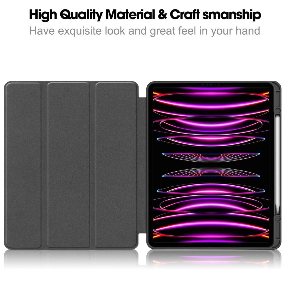 EIDERWOOD iPad Air 13" (2025 / 2024) Tri-Fold Kunst Læder Flip Cover m. Apple Pencil Holder - Rød