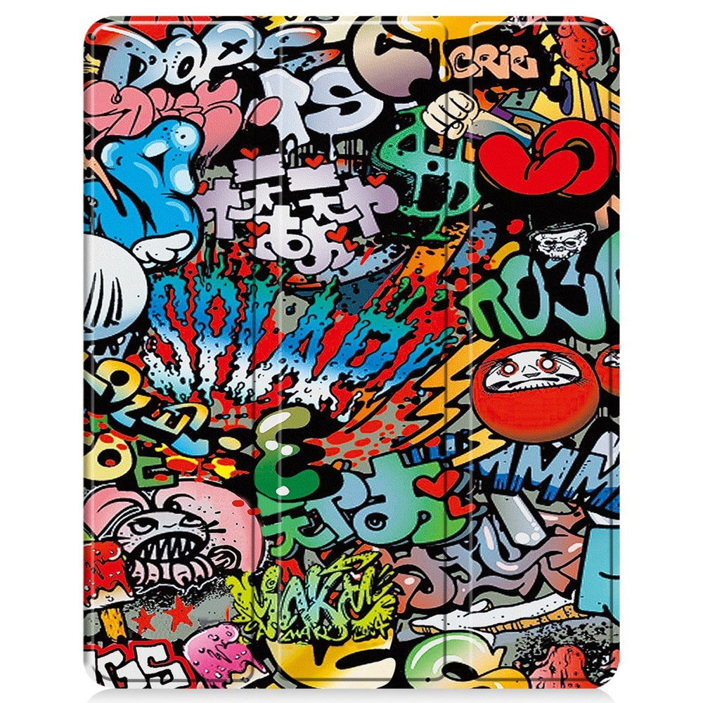 EIDERWOOD iPad Air 13" (2025 / 2024) Tri-Fold Kunstlæder Flip Cover m. Vågeblus Funktion - Graffiti