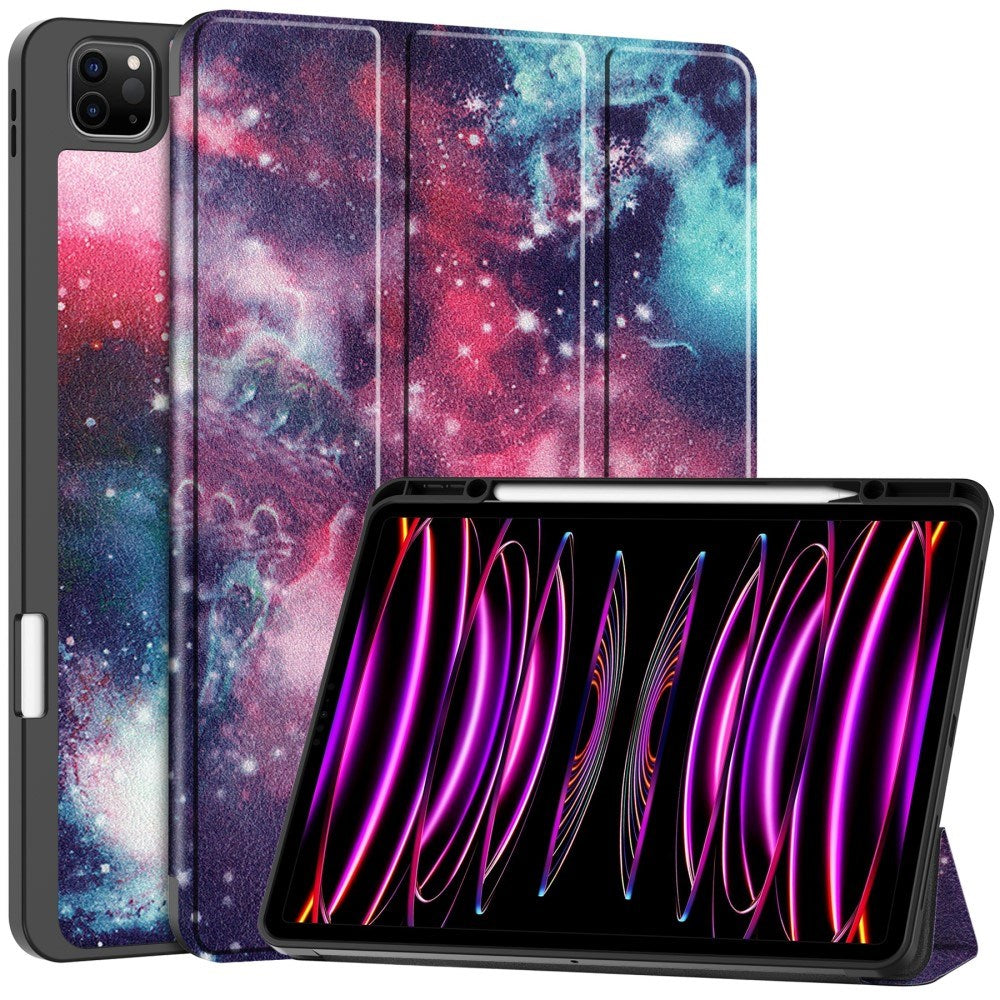 EIDERWOOD iPad Air 13" (2025 / 2024) Tri-Fold Kunstlæder Flip Cover m. Vågeblus Funktion - Galakse