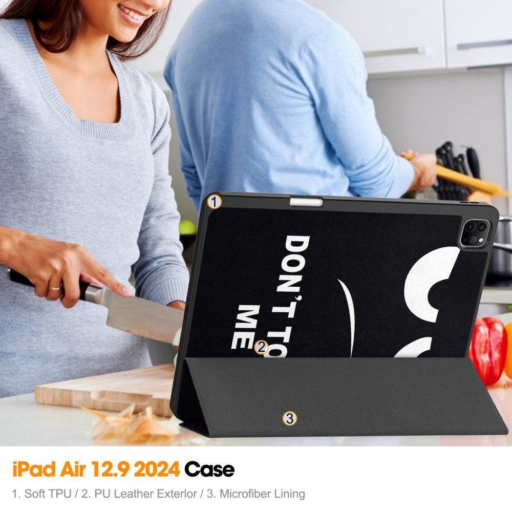 EIDERWOOD iPad Air 13" (2025 / 2024) Tri-Fold Kunstlæder Flip Cover m. Vågeblus Funktion - Don't Touch Me
