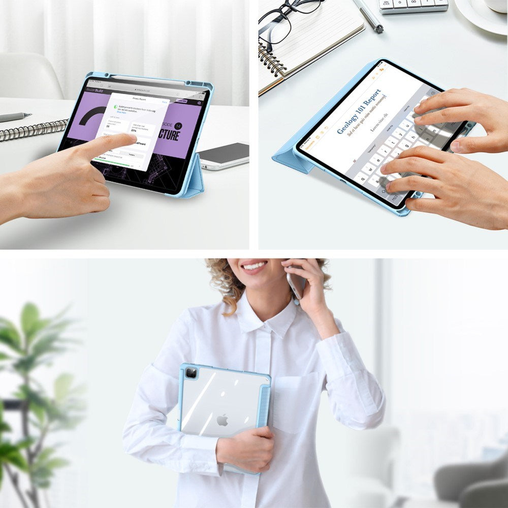 iPad Pro 13" (2025 / 2024) Shockproof Flip Cover m. Penholder - DUX DUCIS TOBY Series - Gennemsigtig / Lyseblå