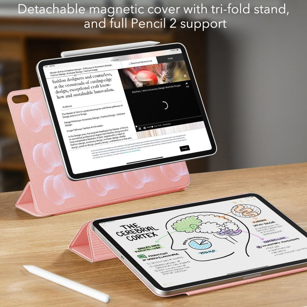 iPad Pro 11" (2018) / Air 11" (2020 / 2022 / 2024 / 2025) ESR Rebound Magnetic Flip Cover - Lyserød