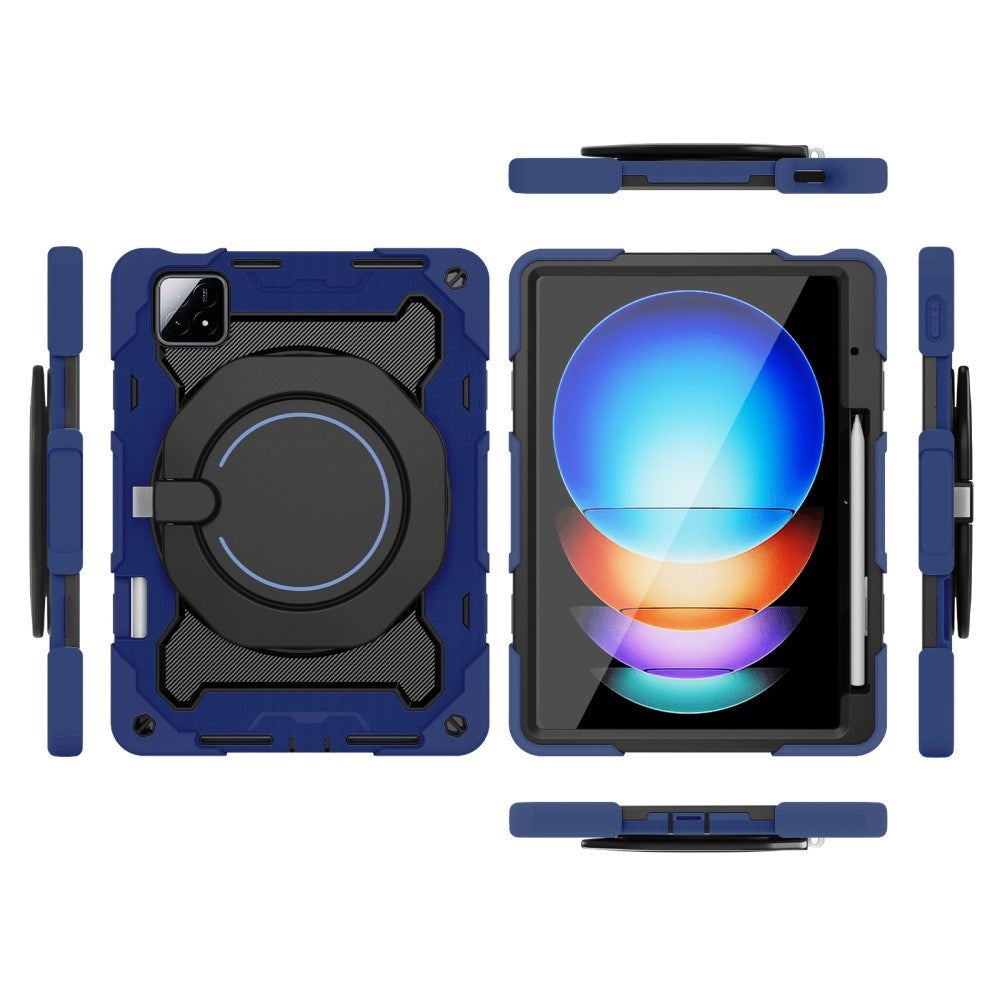 EIDERWOOD Xiaomi Pad 6S Pro Anti-Drop Tablet Cover m. Kickstand og Pen Holder - Mørkeblå