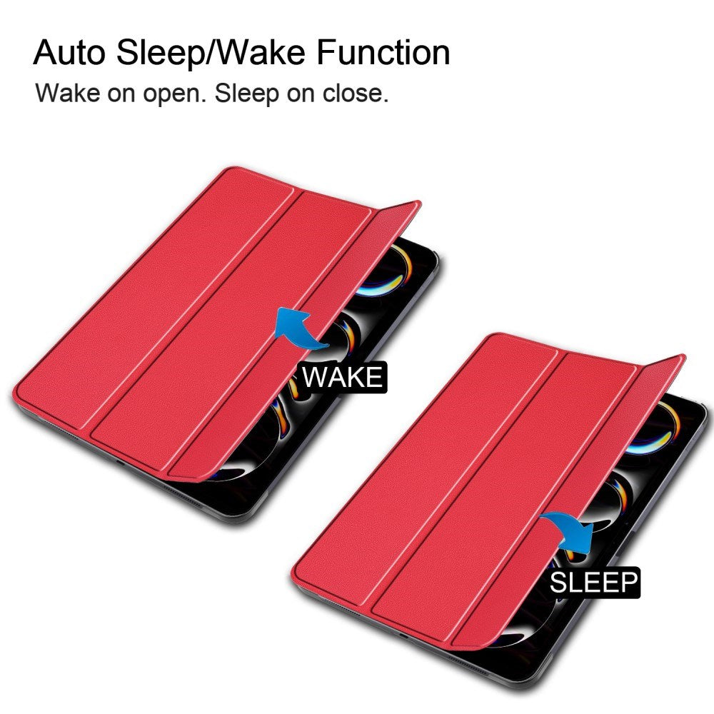 EIDERWOOD iPad Pro 13" (2025 / 2024) Tri-Fold Læder Flip Cover - Rød