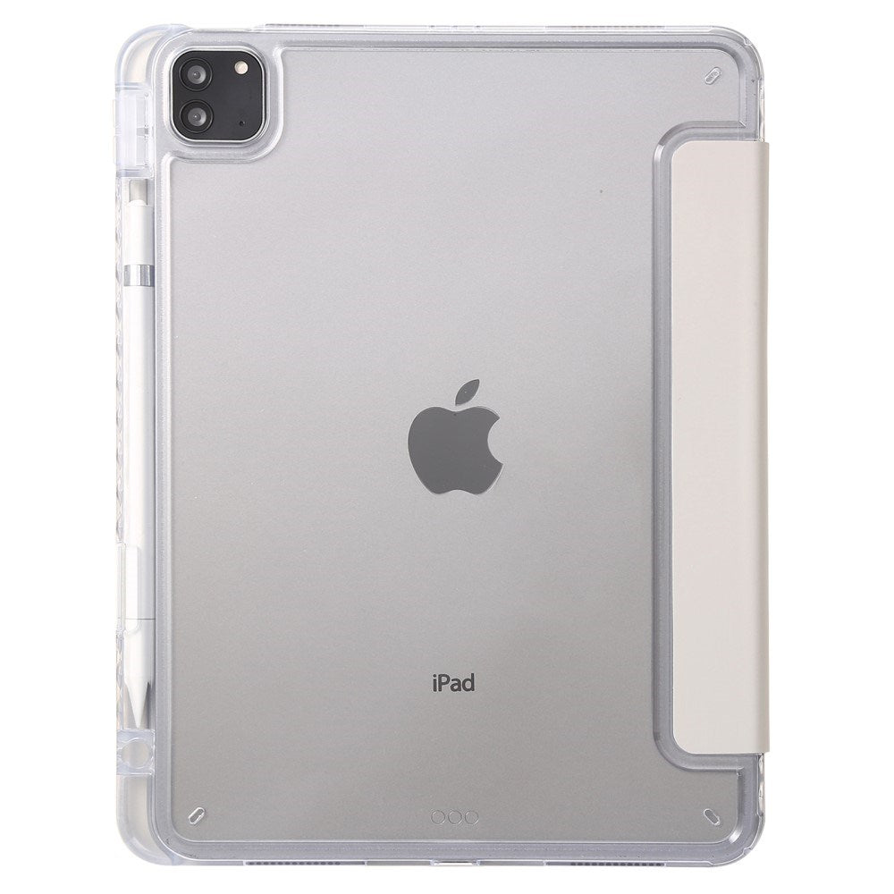 EIDERWOOD iPad Pro 13" (2025 / 2024) Tri-Fold Kunst Læder Flip Cover m. Apple Pencil Holder - Creme