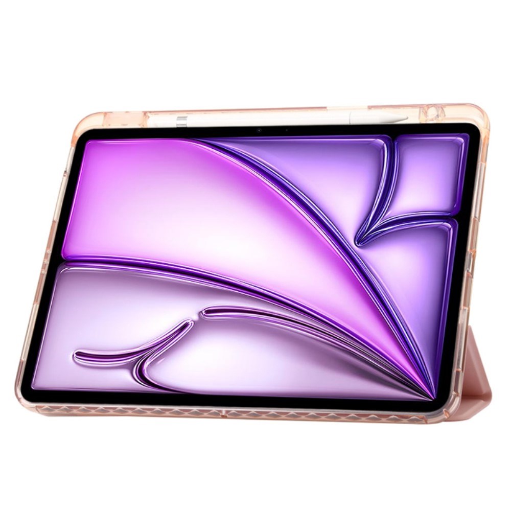 EIDERWOOD iPad Air 13" (2025 / 2024) Tri-Fold Kunst Læder Flip Cover m. Apple Pencil Holder - Lyserød