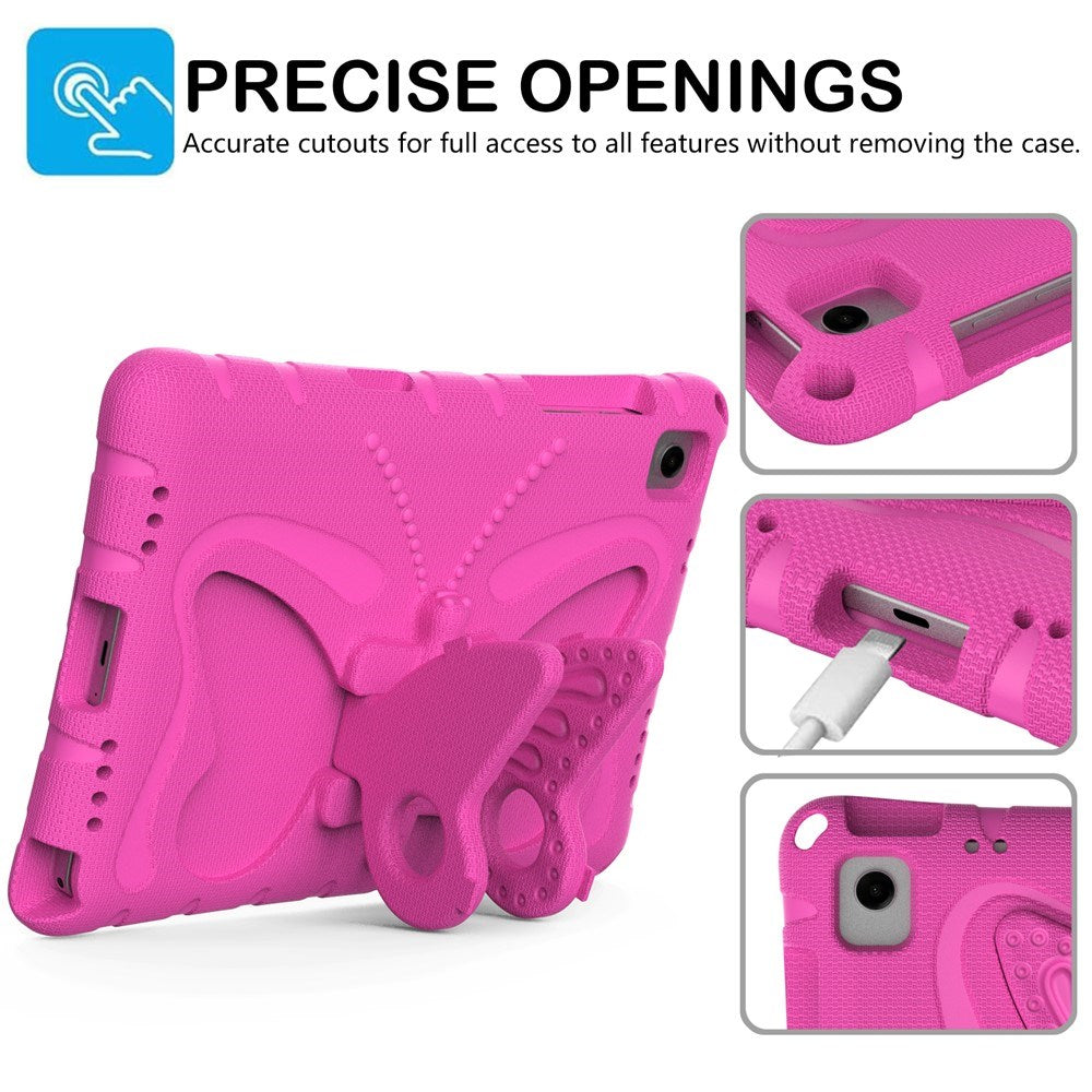 Samsung Galaxy Tab A11+ (Plus) / A9+ (Plus) EIDERWOOD Butterfly Børne Cover m. Skulderstrop & Ståfunktion - Pink