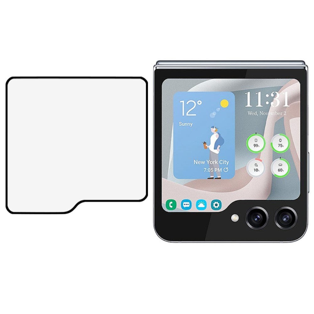 Samsung Galaxy Z Flip7 FE / Flip6 Glas Skærmbeskyttelse til Frontskærmen - Sort Kant