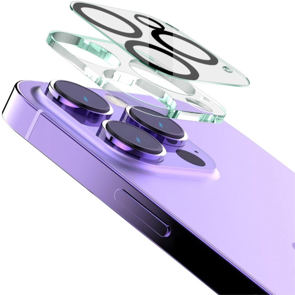 IMAK iPhone 16 Pro / 16 Pro Max Kameralinsebeskyttelse i Hærdet Glas - Gennemsigtig / Sort