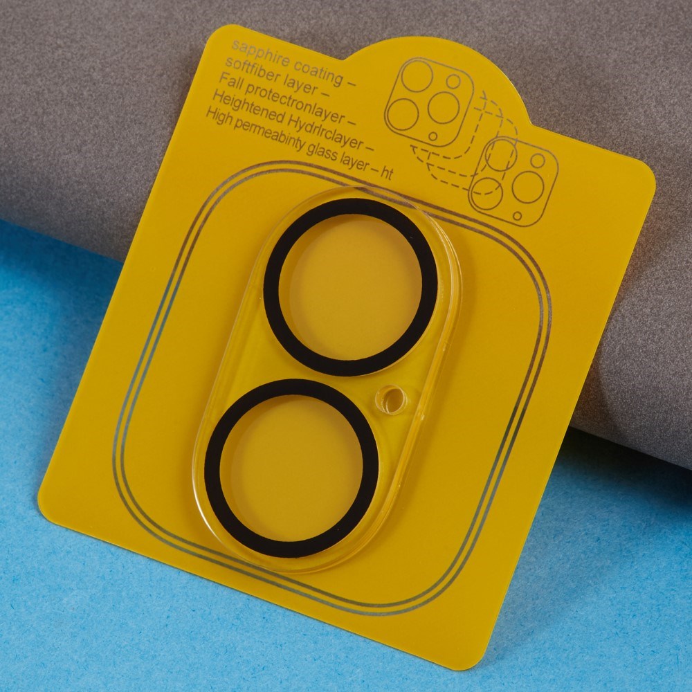 iPhone 16 Kamerabeskyttelse i Hærdet Glas - Gennemsigtig / Sort