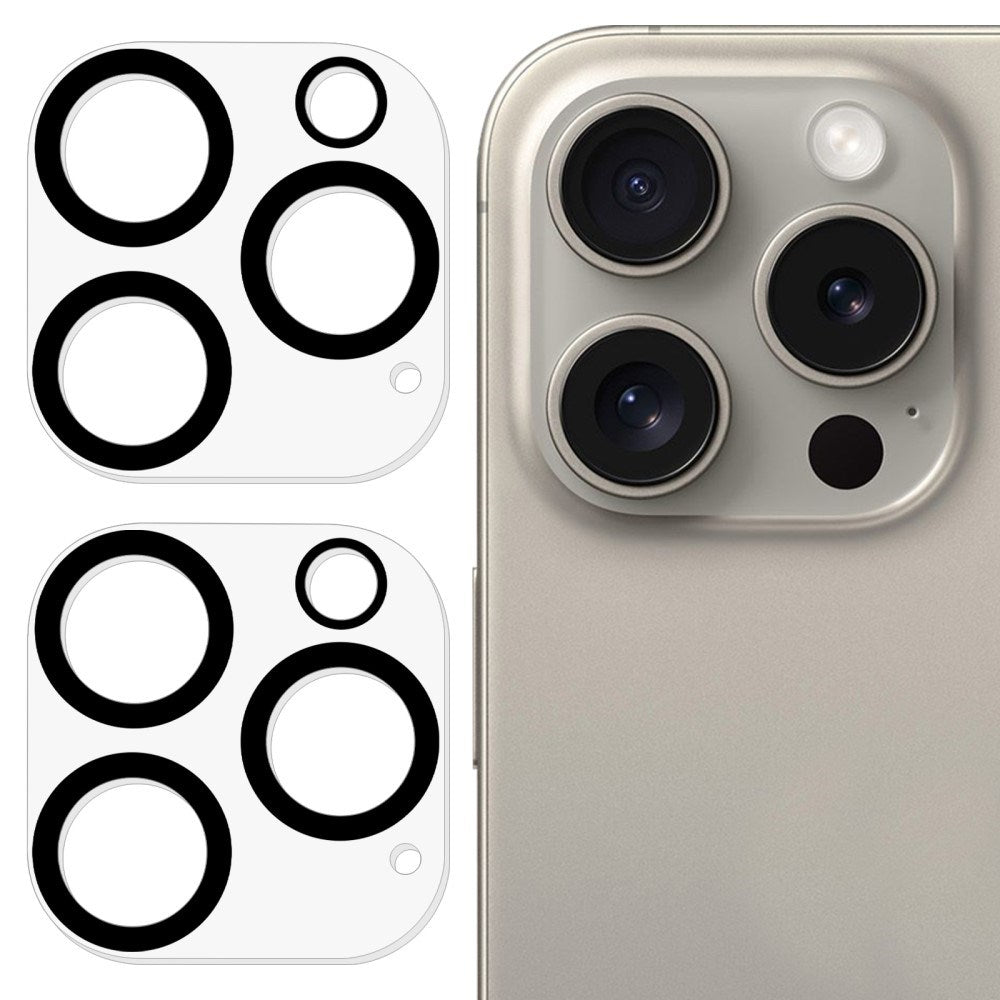 iPhone 16 Pro / 16 Pro Max Hærdet Beskyttelsesglas til Kameralinse 2-pak - Gennemsigtig / Sort