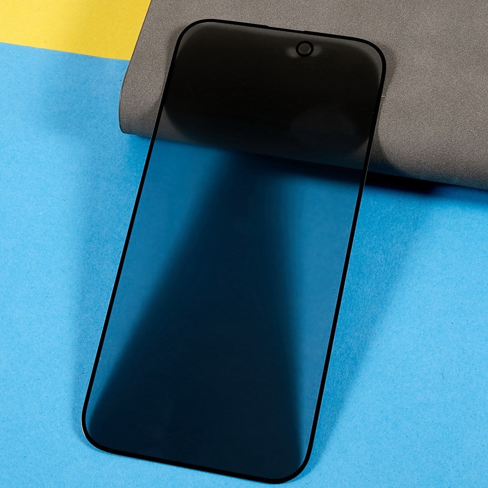 iPhone 16 Hærdet Glas Skærmbeskyttelse m. Privacy - Full-Fit - Sort Kant