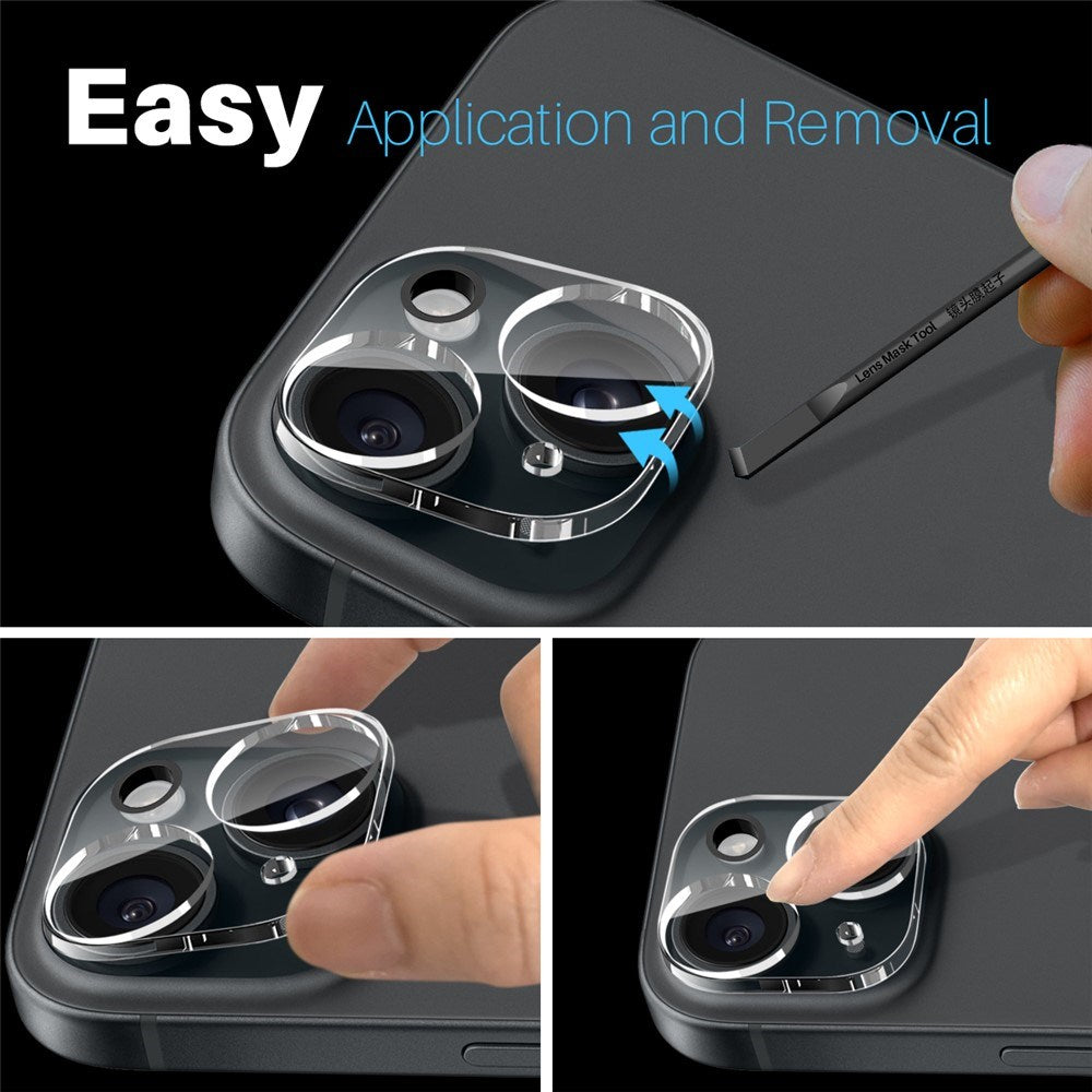 iPhone 15 / 15 Plus NORTHJO Hærdet Kameralinsebeskyttelsesglas - Gennemsigtig