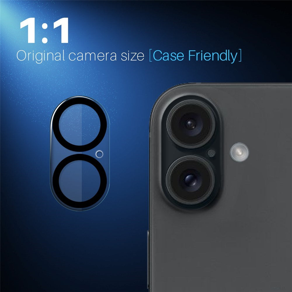 iPhone 16 / 16 Plus NORTHJO Hærdet Kameralinsebeskyttelsesglas - Gennemsigtig / Sort Kant