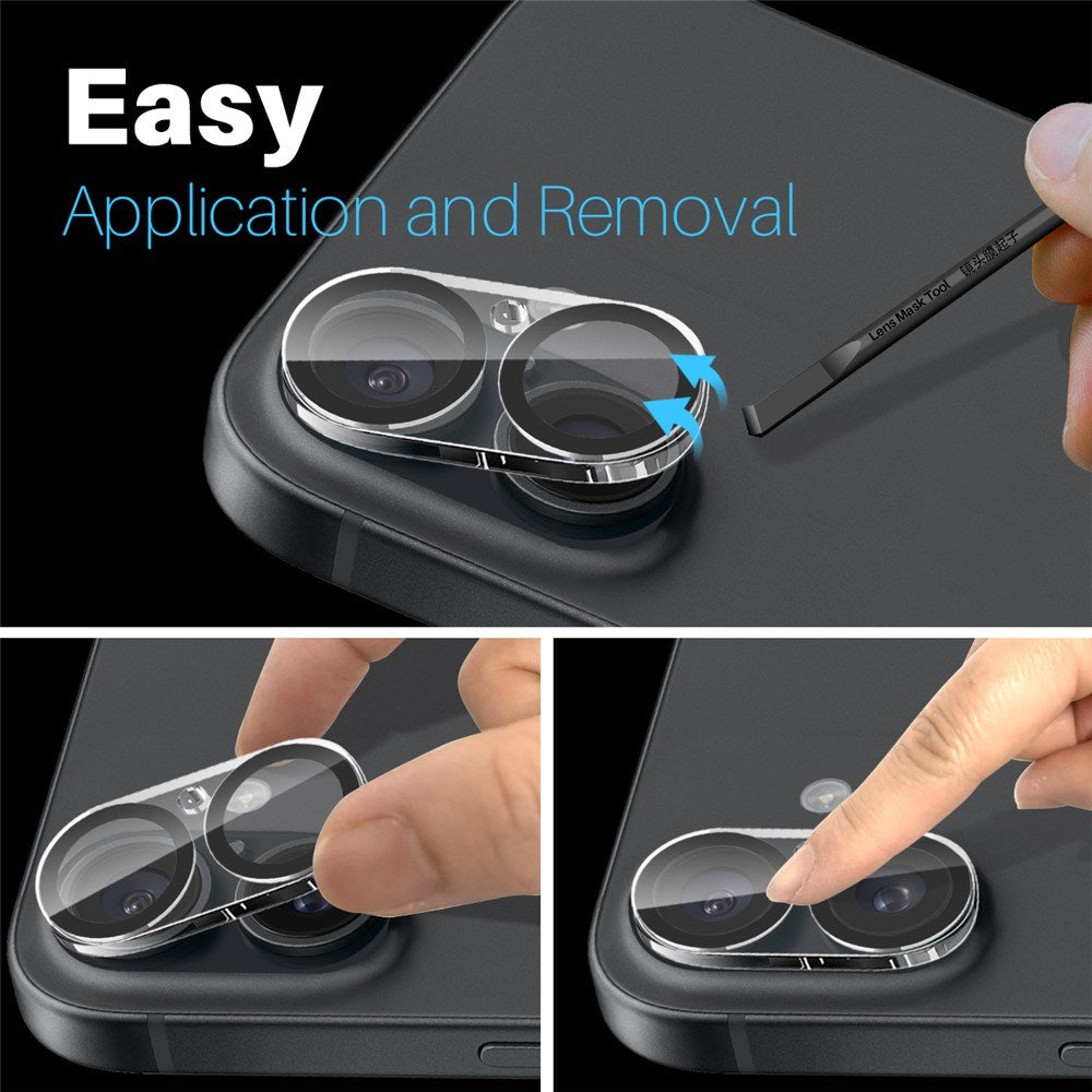 iPhone 16 / 16 Plus NORTHJO Hærdet Kameralinsebeskyttelsesglas - 2 stk. - Gennemsigtig / Sort Kant