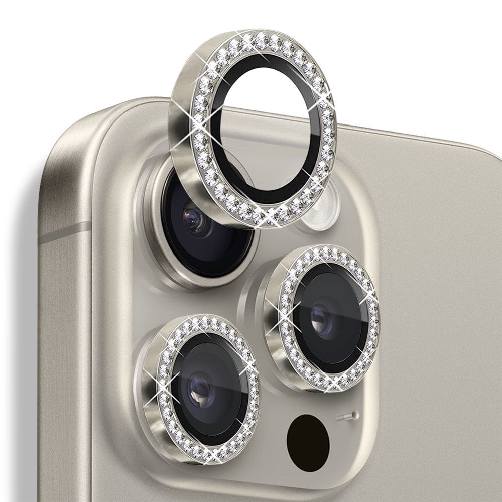 NORTHJO iPhone 16 Pro / 16 Pro Max Beskyttelse til Kameralinse m. Pyntesten - Beige