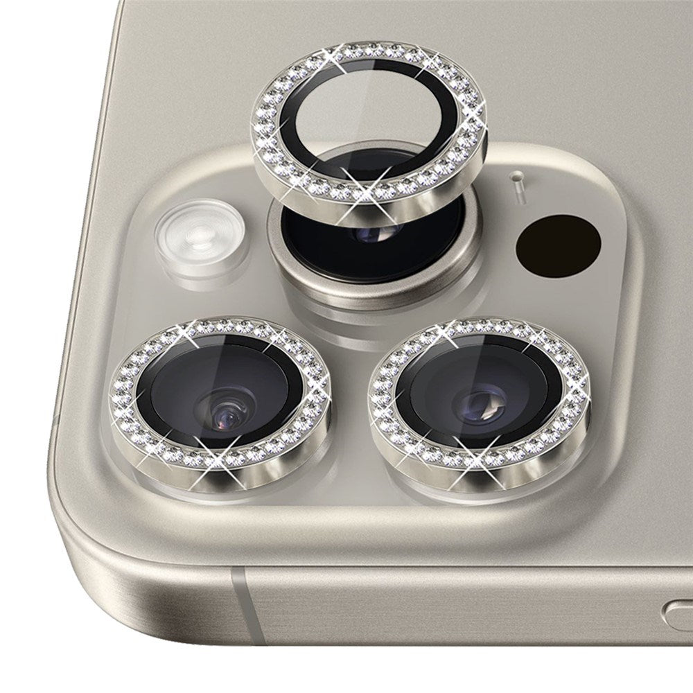NORTHJO iPhone 16 Pro / 16 Pro Max Beskyttelse til Kameralinse m. Pyntesten - Beige