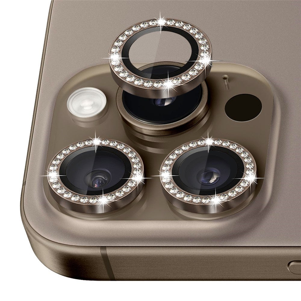 NORTHJO iPhone 16 Pro / 16 Pro Max Beskyttelse til Kameralinse m. Pyntesten - Brun