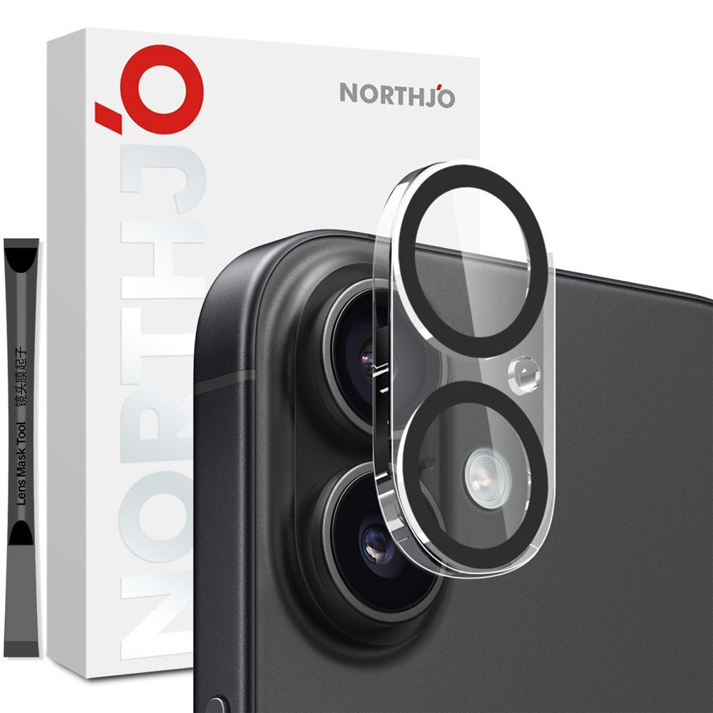 NORTHJO iPhone 17 Kameralinsebeskyttelse - Gennemsigtig / Sort
