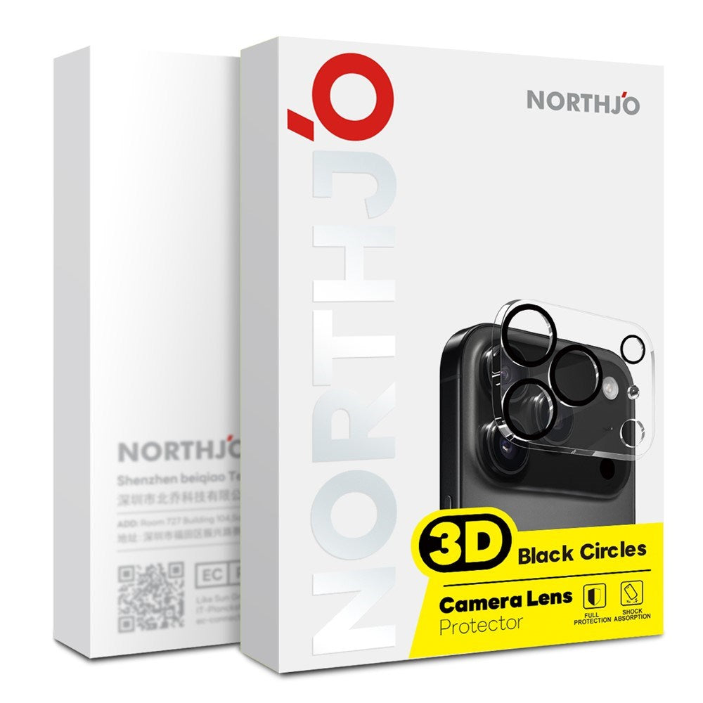 NORTHJO iPhone 17 Kameralinsebeskyttelse - Gennemsigtig / Sort