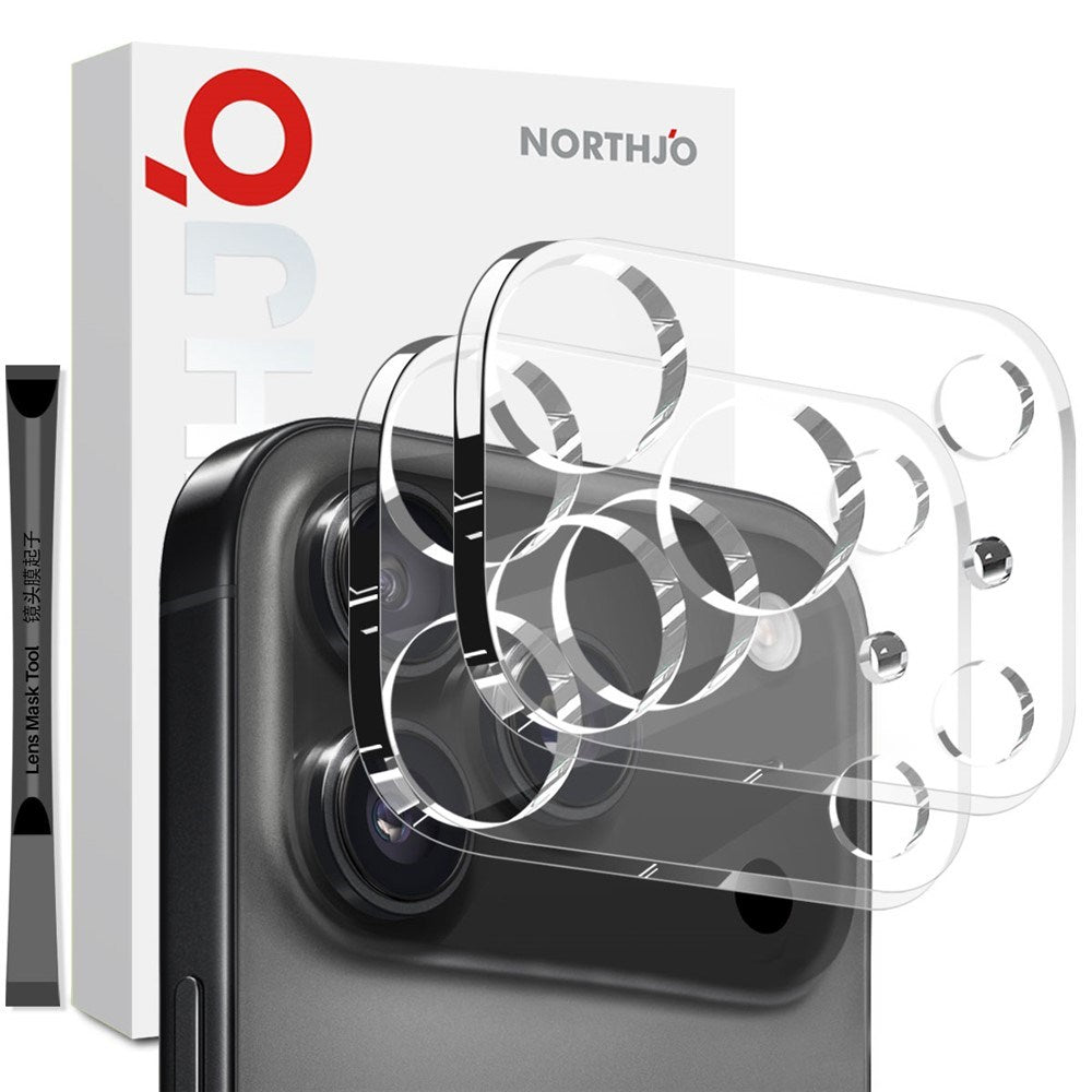 NORTHJO iPhone 17 Pro Max Hærdet Kameralinsebeskyttelsesglas - Gennemsigtig - 2 Stk.