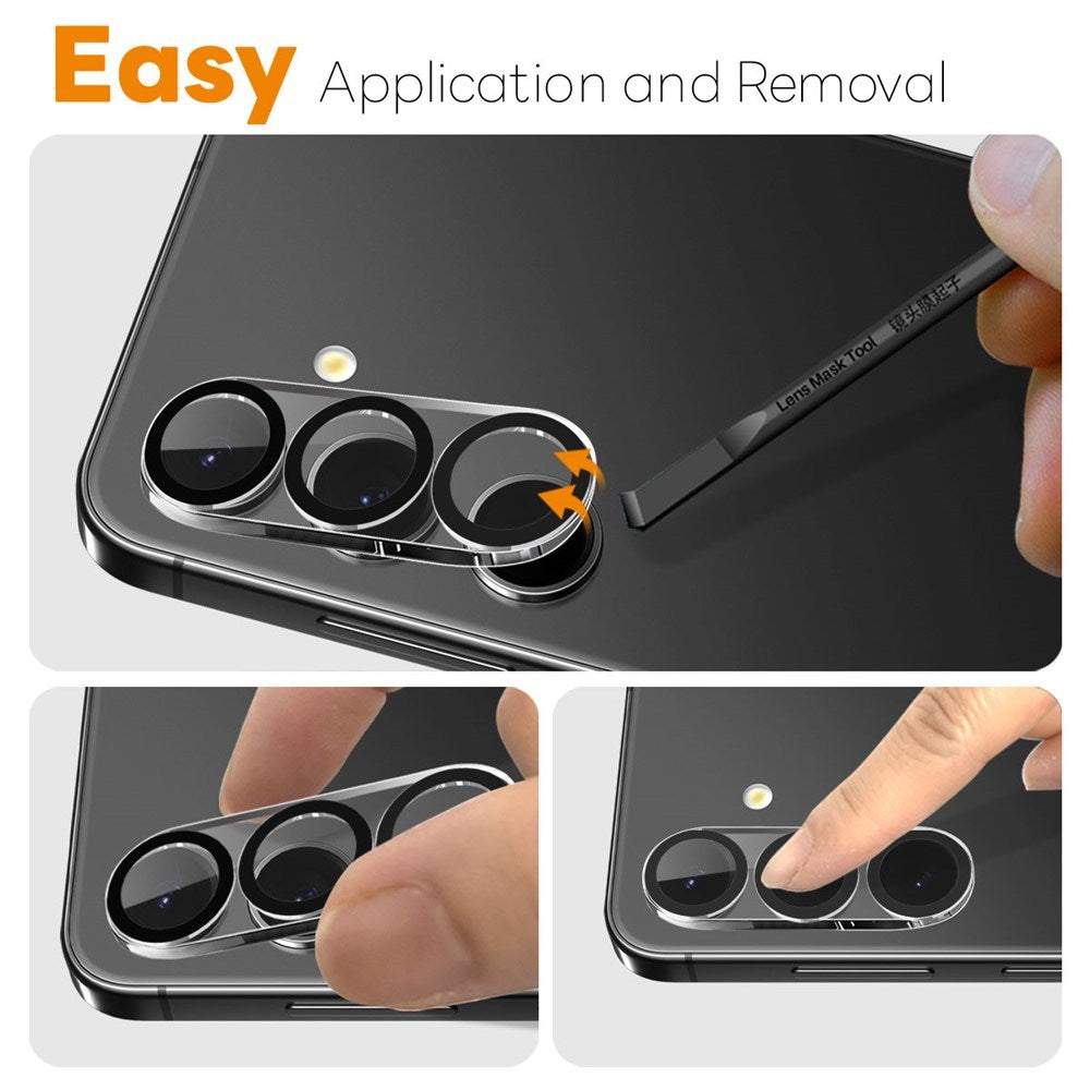 NORTHJO Samsung Galaxy S25 FE Kameralinsebeskyttelse - Gennemsigtig / Sort